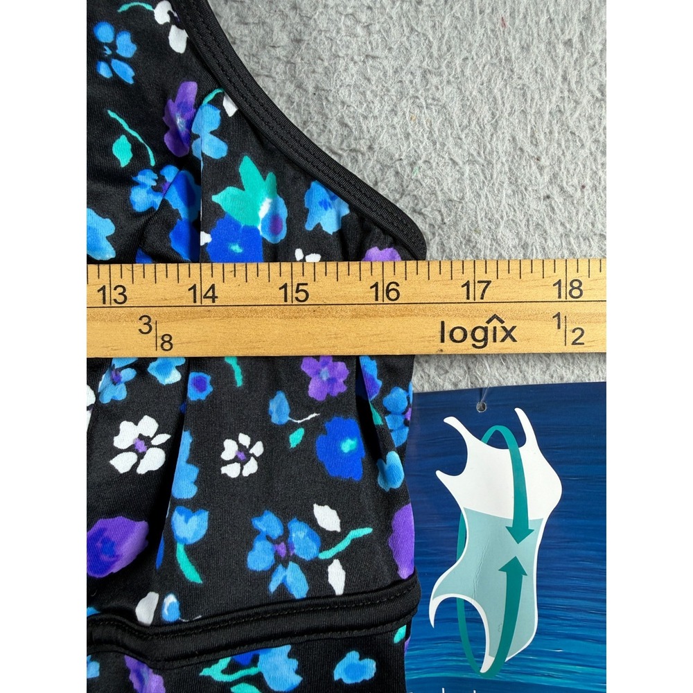 NEW Great Lengths One Piece Swim Dress Size 16 Swimsuit Tummy Control Floral - Picture 2 of 7